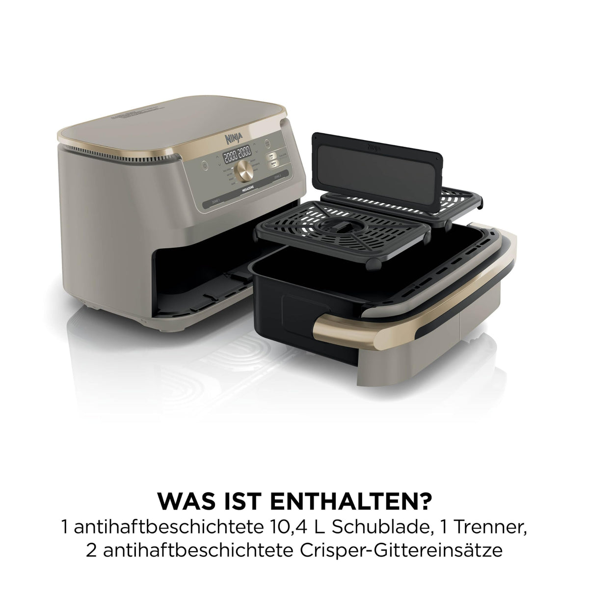 Ninja Foodi FlexDrawer Heißluftfritteuse, Dual Zone, Stone Gold AF500EUSD