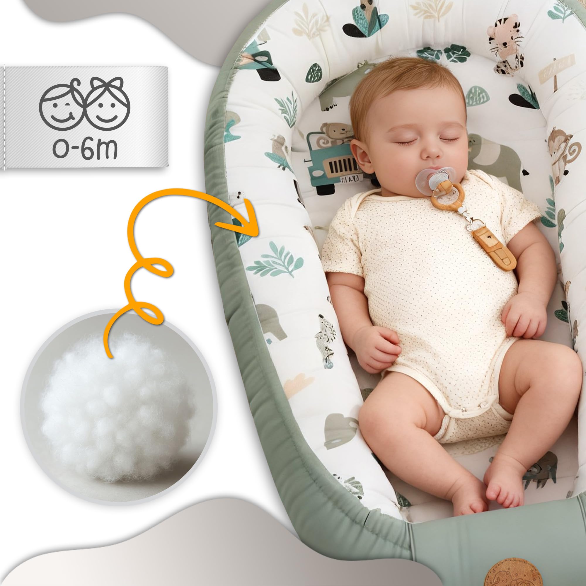 Babynest babynestchen neugeborene 90 x 50 cm baby nestchen tragbar nest für bett kinder kuschelnest coccon für jungen und mädchen afrika blau