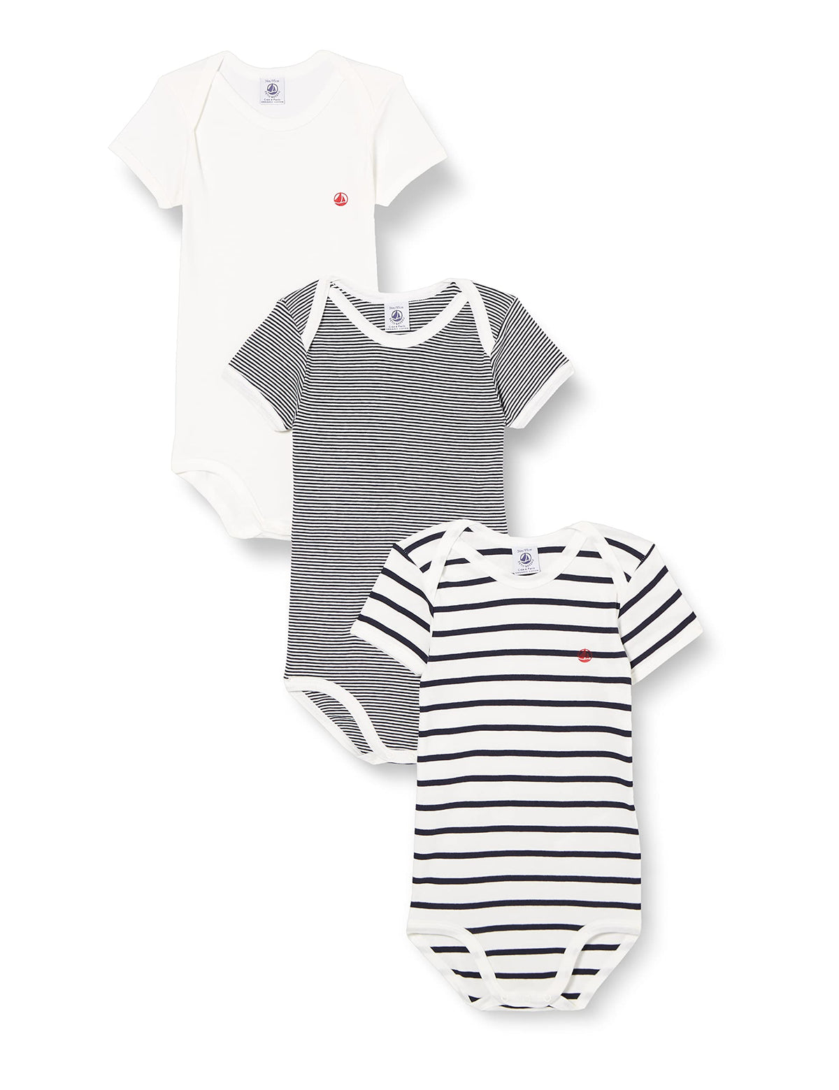 Petit Bateau Unisex BabyKurzarm-Body mit Streifen (3er Pack) , Variante 1, 3 Monate