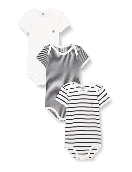 Petit Bateau Unisex BabyKurzarm-Body mit Streifen (3er Pack) , Variante 1, 3 Monate
