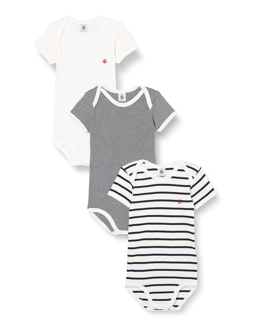 Petit Bateau Unisex BabyKurzarm-Body mit Streifen (3er Pack) , Variante 1, 12 Monate