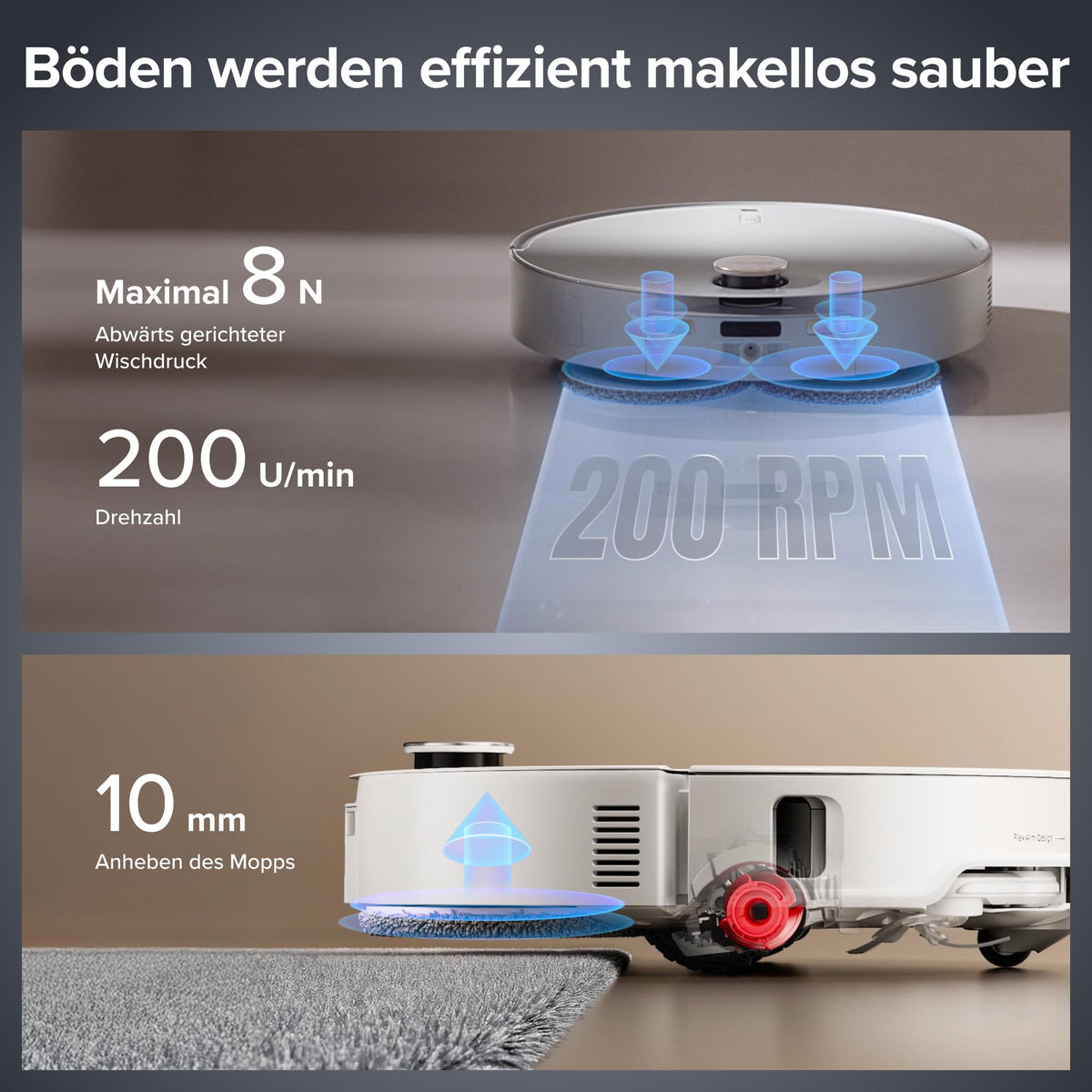 roborock Qrevo EdgeT Saugroboter mit Wischfunktion, 18.500 Pa Saugkraft
