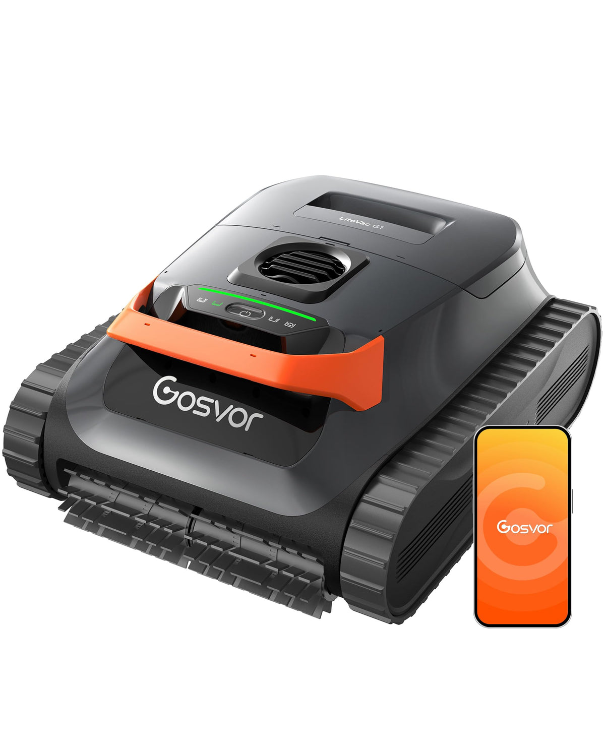 Gosvor (2026 Neu) Poolroboter Wand und Boden, Wasserlinie, Flachzone 4-in-1, Bis zu 200 Min. Laufzeit, Leichtgewicht 6,9 KG, 3μm Ultrafeiner Filter, Poolsuager Akku für Pools bis zu 200 m², Orange
