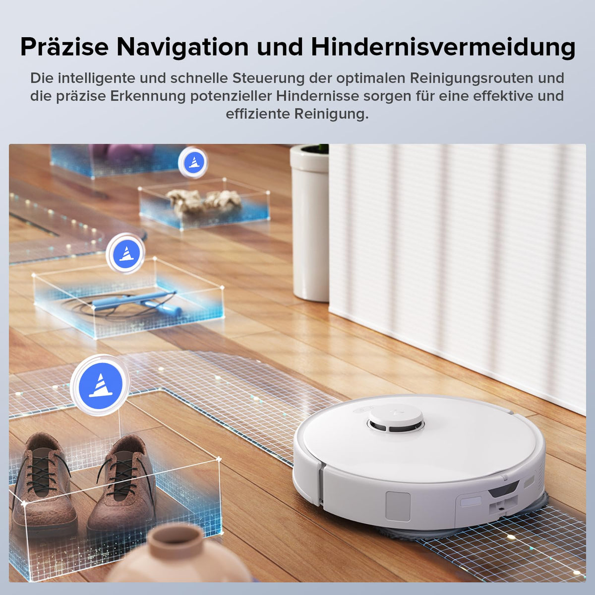 roborock Qrevo Edge S5A Saugroboter mit Wischfunktion,Dual Anti-Tangle-System,18.500Pa,FlexiArm Design Kantenreinigung, Hebarem Wischmopp,75℃ Heißwasser-Moppwäsche (Weiß)