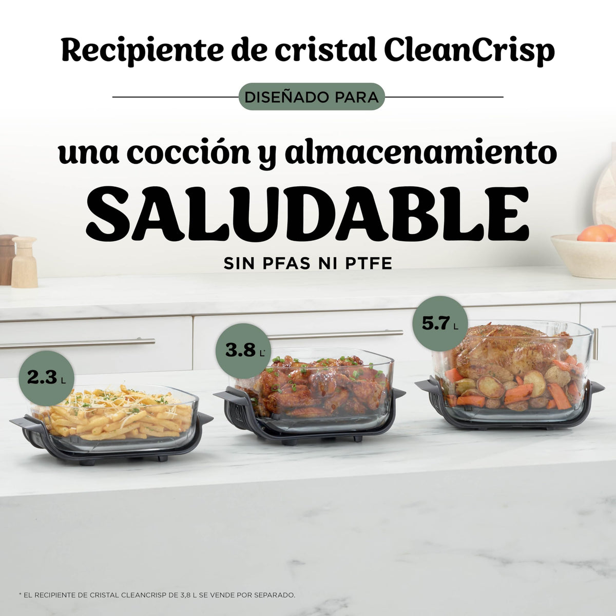 Ninja CRISPi PRO XL Glas-Heißluftfritteuse Air-Fryer, Moosgrün, AS090EUGN