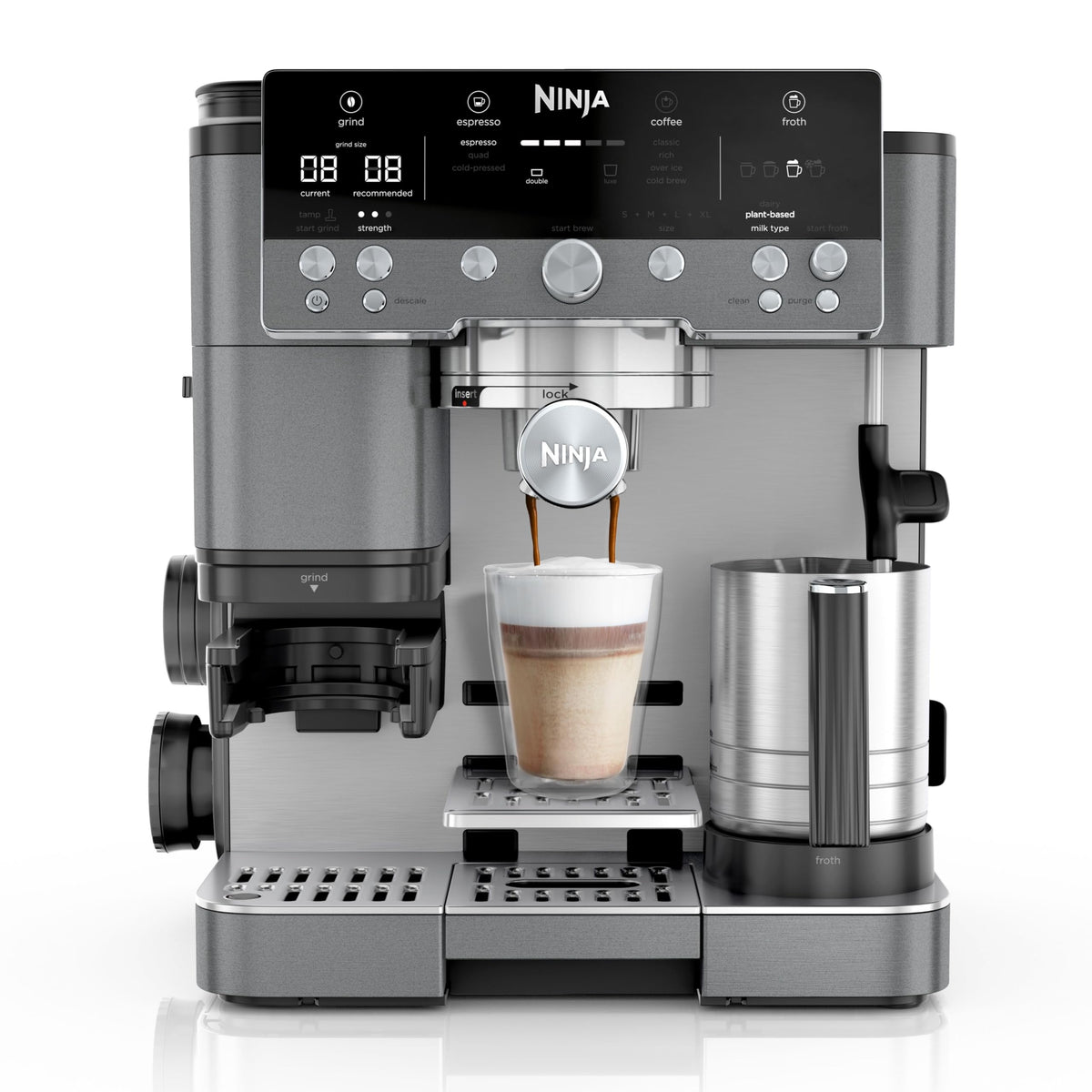Ninja Luxe Premier 3-in-1 Kaffeemaschine ES601EUGM, Grau-Metall, ES601EUGM
