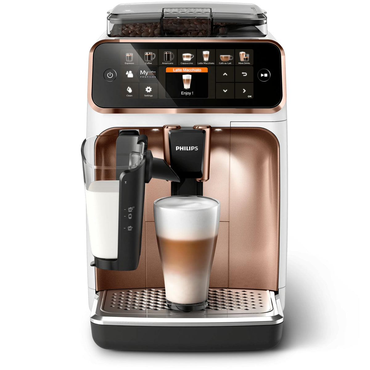 PHILIPS Kaffeevollautomat LatteGo 5400 Serie, Weiß/Rosé, 12 Spezialitäten