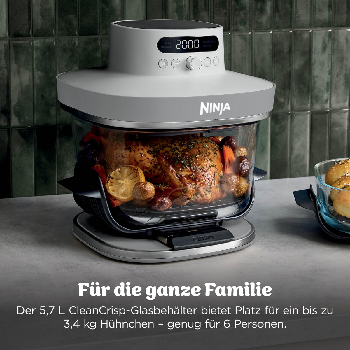 Ninja CRISPi PRO XL Glas-Heißluftfritteuse (Air-Fryer), Weiß AS090EUWH