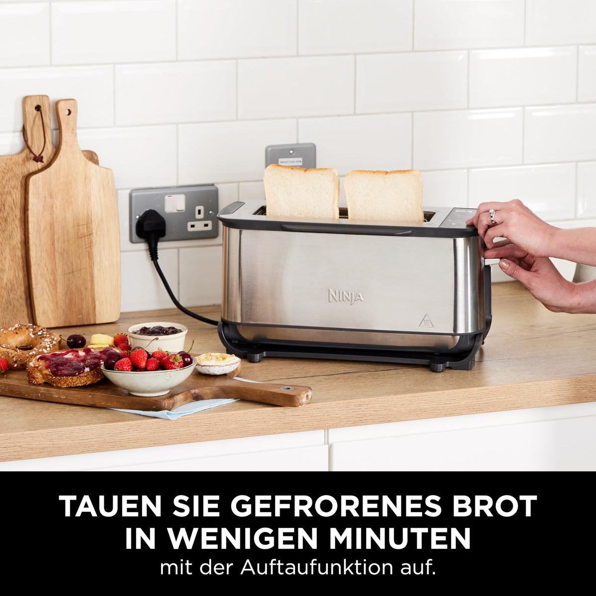 Ninja Foodi 3-in-1 Toaster, Elektrogrill mit Deckel, Edelstahl, ST202EU