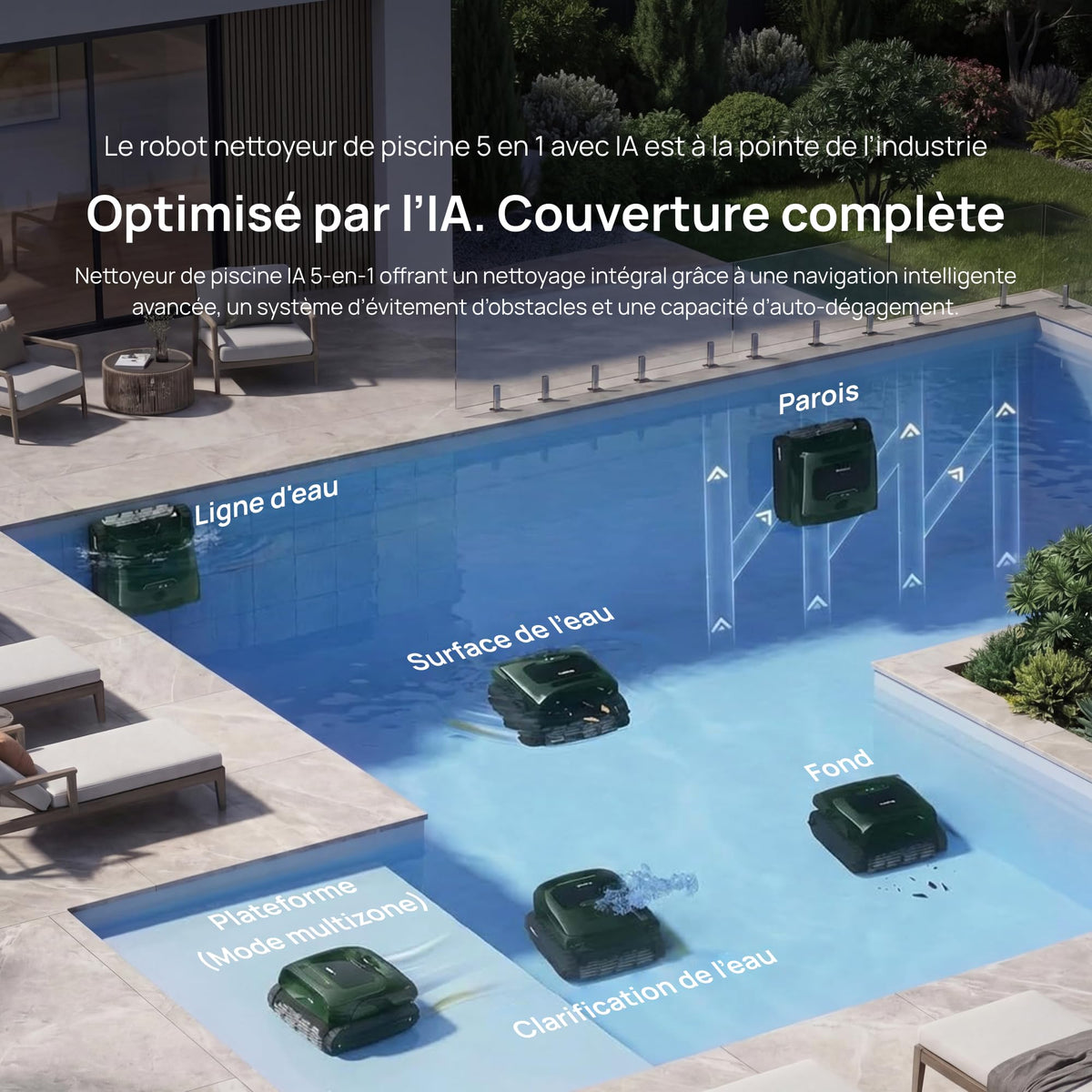 Beatbot AquaSense 2 Pro Poolroboter Set mit Klärmittel-Satz, Oberflächen