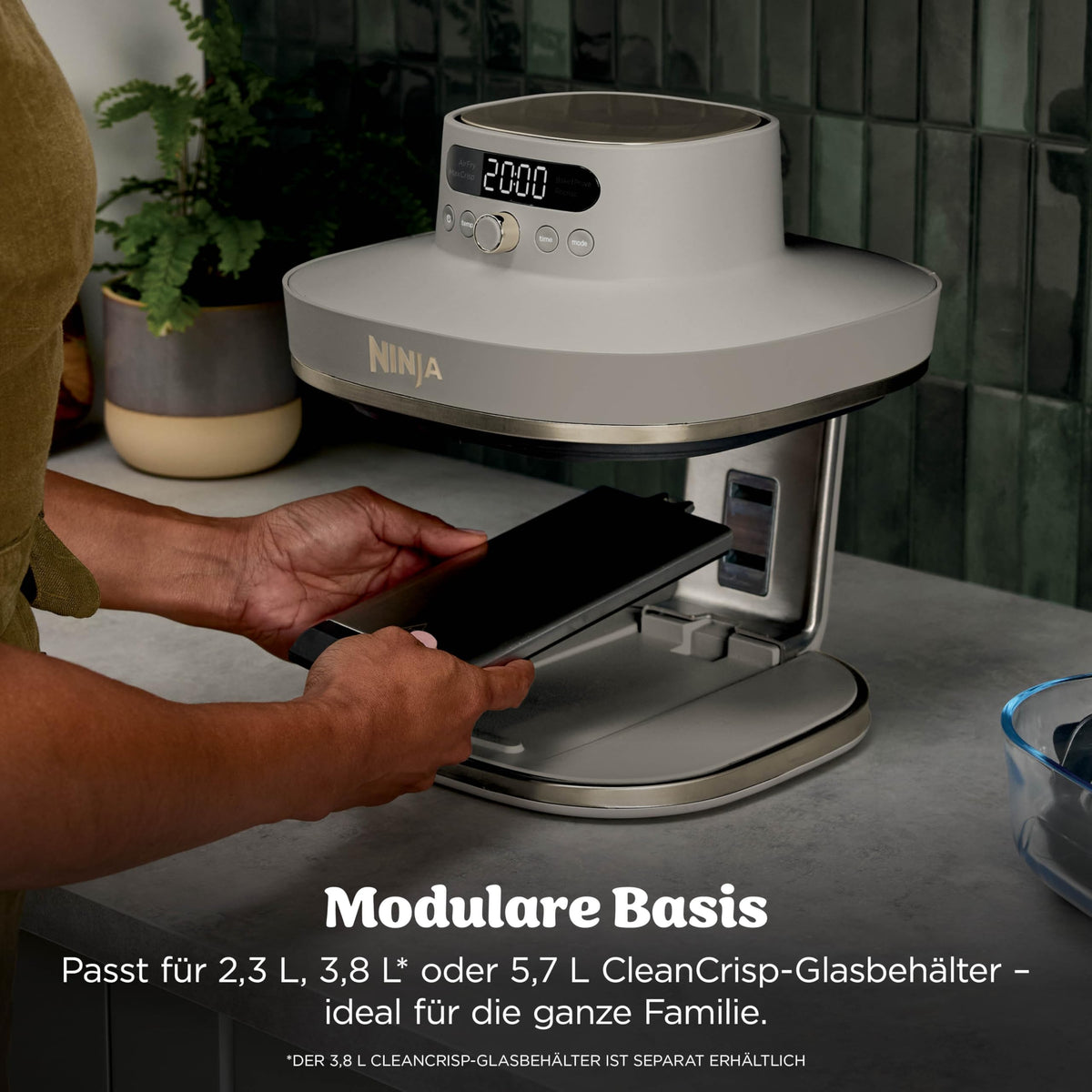 Ninja CRISPi PRO XL Glas-Heißluftfritteuse Air-Fryer, Stone Gold, AS090EUSD