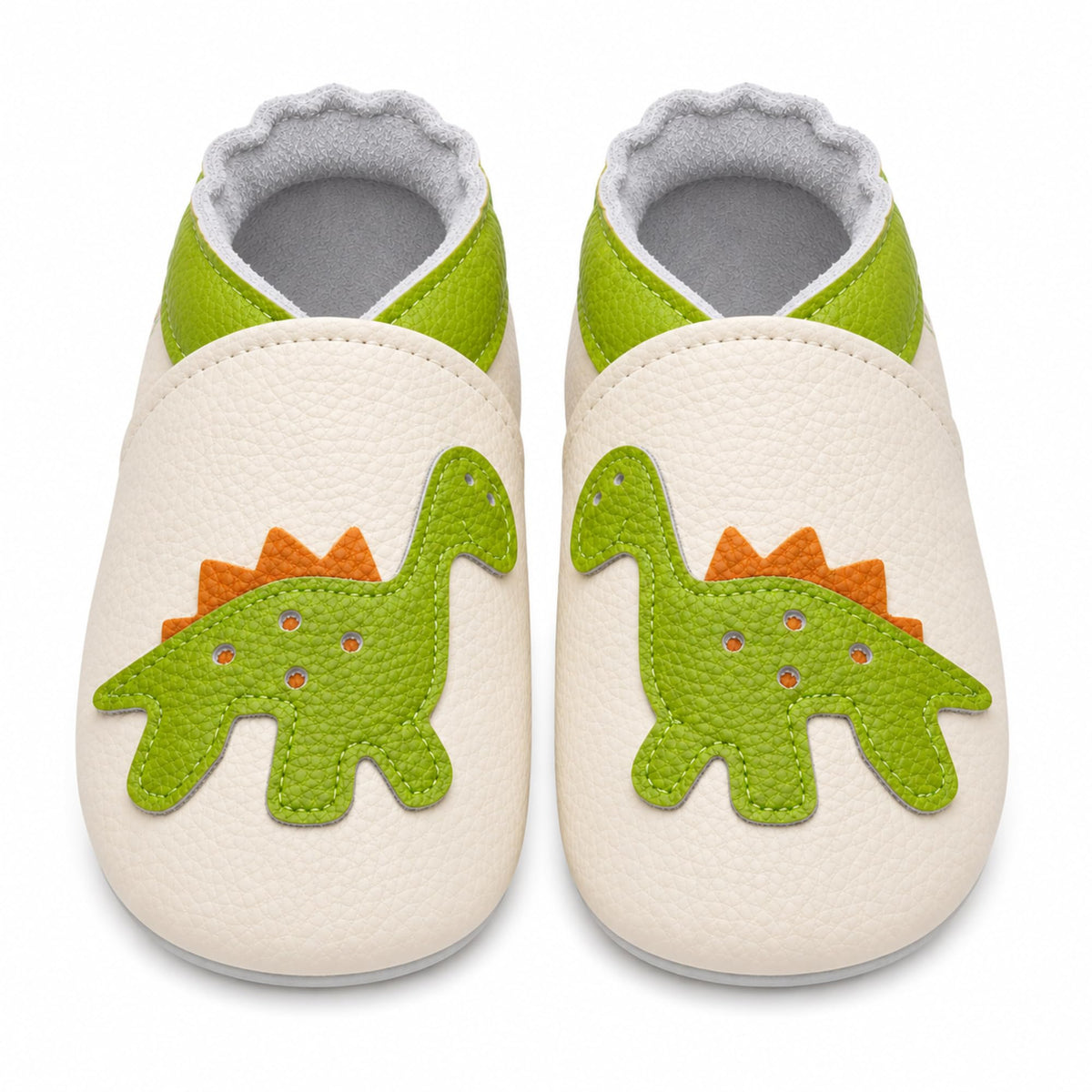 SAYOYO Baby Krabbelschuhe Leder rutschfest 12-18 Monate 21/22 Beige Dinosauri