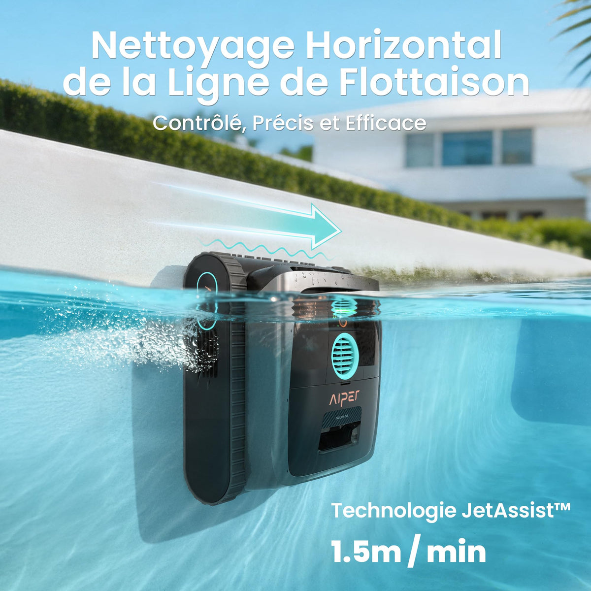 AIPER (2026 Neu) Scuba S3 Poolroboter für Boden, Wand & Wasserlinie, Poolsauger Akku mit Wasserlinien-Parkfunktion, 3-Mikron-Filter, Sensor-Navigation & App-Steuerung, für Einbau- & Aufstellpools