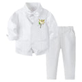 Volunboy Baby Jungen Anzug, Kinder Anzugweste Festliche Hochzeit Kleidung Bekleidung Set 4tlg(Größe 110,3-4 Jahre,Reines Weiß
