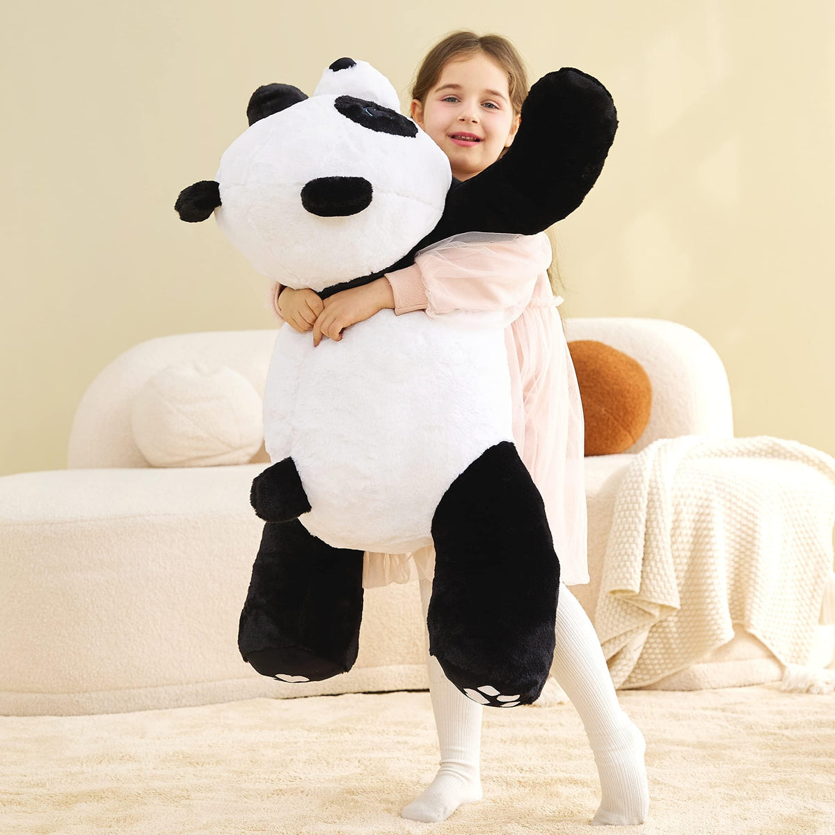 IKASA Groß Panda Kuscheltier Riesen Stofftier,Gross Plüschtier Riesige Plüsch Spielzeug 78cm Flauschige Jumbo Plüschtiere, Weich XXL XL Stofftiere Süße,Geschenk für Kinder (Schwarz, 78cm)