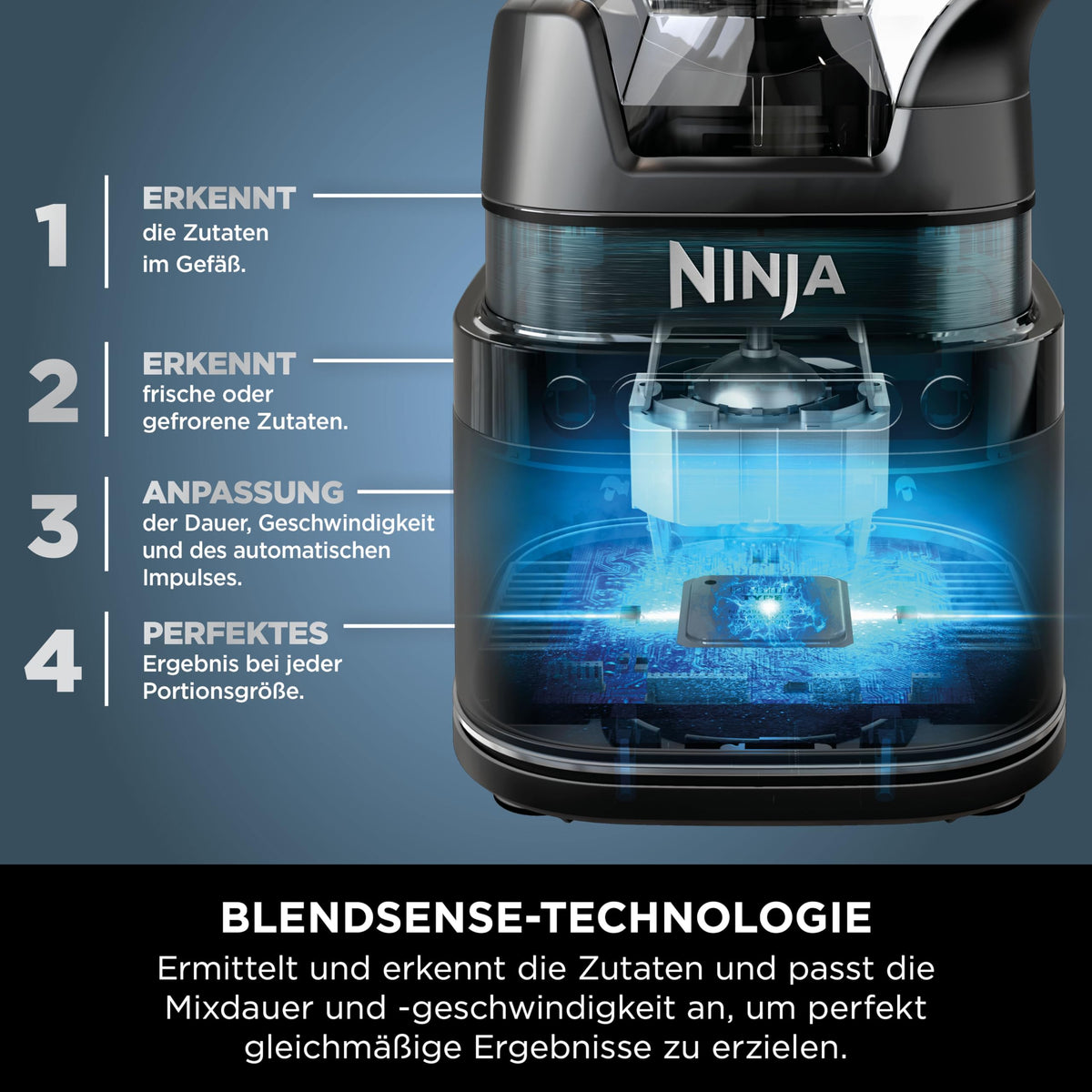 Ninja 3-in-1 Detect Power Blender Processor Pro, Schwarz, TB401EU