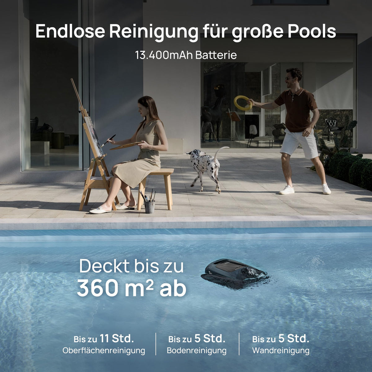 Beatbot AquaSense 2 Pro Poolroboter Set mit Klärmittel-Satz, Oberflächen