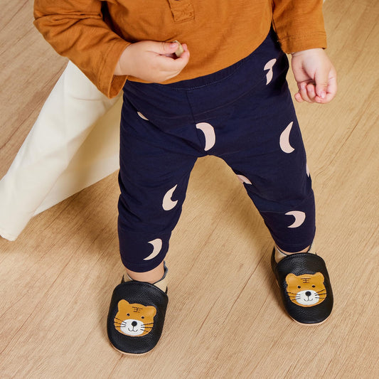 IceUnicorn Krabbelschuhe Baby Lauflernschuhe Jungen Mädchen Weicher Leder Babyhausschuhe Kleinkind Rutschfeste Lederschuhe Baby(Schwarzer Tiger, 12-18 Monate)