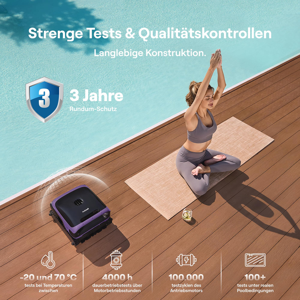 Beatbot Sora 70 Poolroboter, 4-in-1 Poolreinigung, Oberfläche, Helllila
