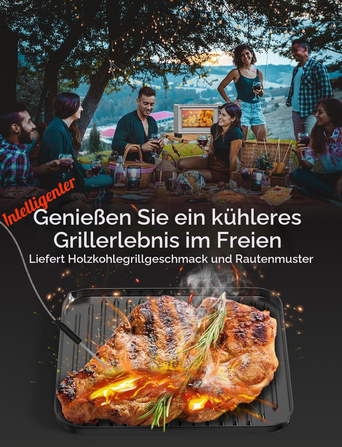 Nuwave Bravo XL Pro Air Freyer Kombigrill Toaster, neues ultraschnelles Konvektionssystem 2024, 35% knuspriger 2x gleichmäßiger, 142 voreingestellt, 50-500F, Sonde mehr