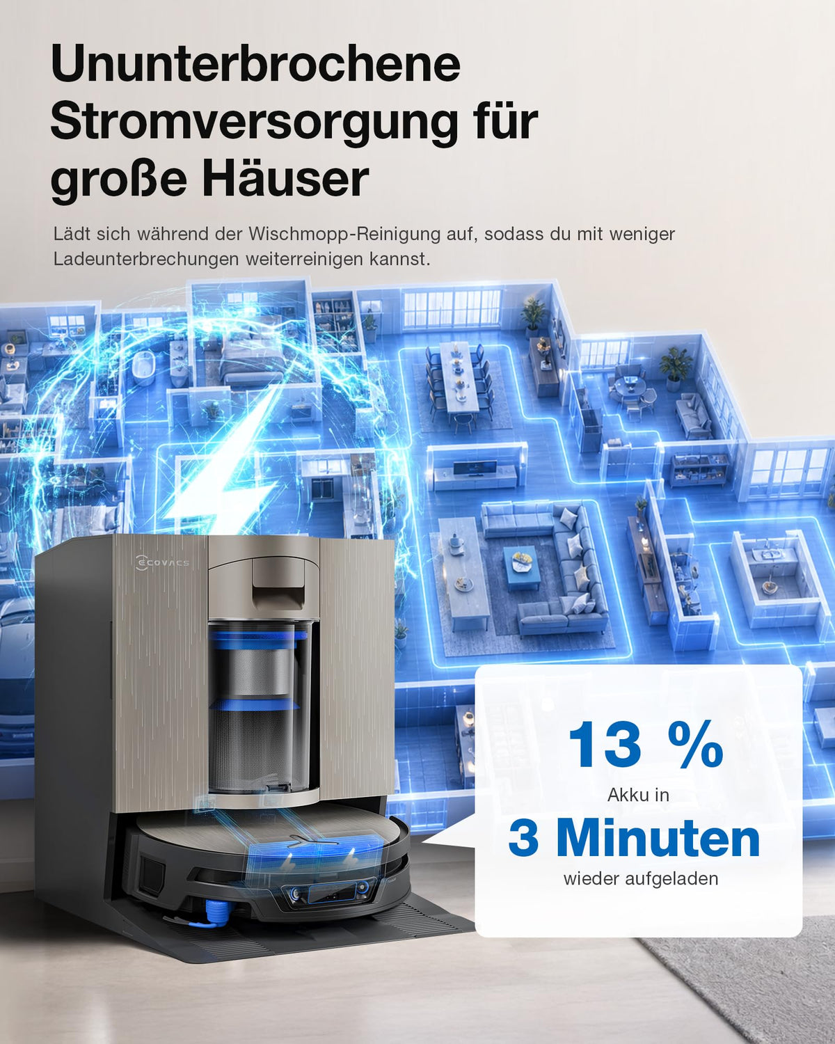 ECOVACS X12S OMNICYCLONE Saugroboter mit Wischfunktion, OZMO Roller 3.0