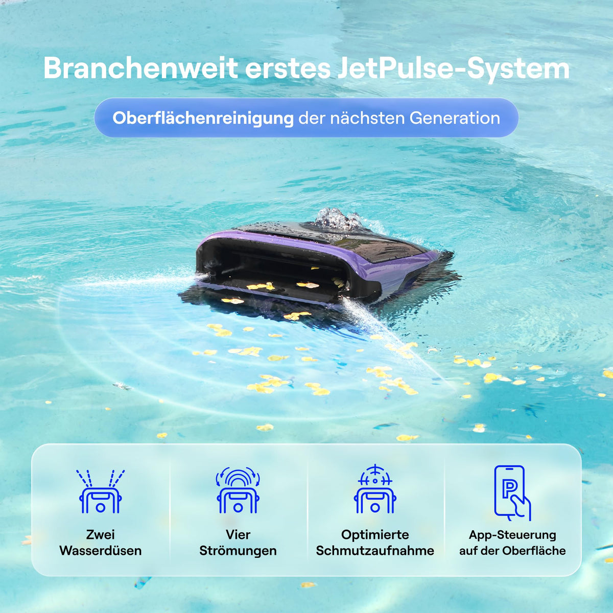 Beatbot Sora 70 Poolroboter, 4-in-1 Poolreinigung, Oberfläche, Helllila