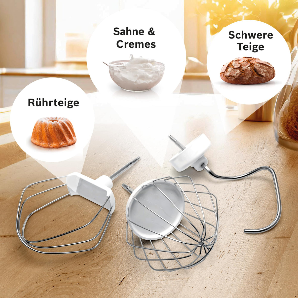 Bosch Küchenmaschine Serie 4, Edelstahl-Schüssel 3,9 L, Knethaken, Schlag- und Rührbesen Edelstahl spülmaschinenfest, Mixer 1,25 L, Durchlaufschnitzler, 3 Scheiben, 1000 W, Weiß, MUM58W20