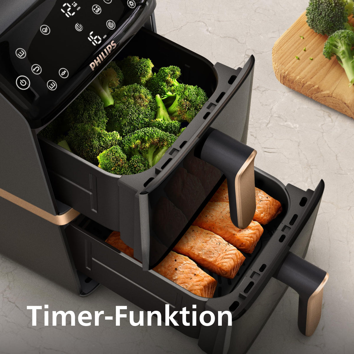 Philips Stacked Airfryer 4000 Serie Heißluftfritteuse, Schwarz, 10 L