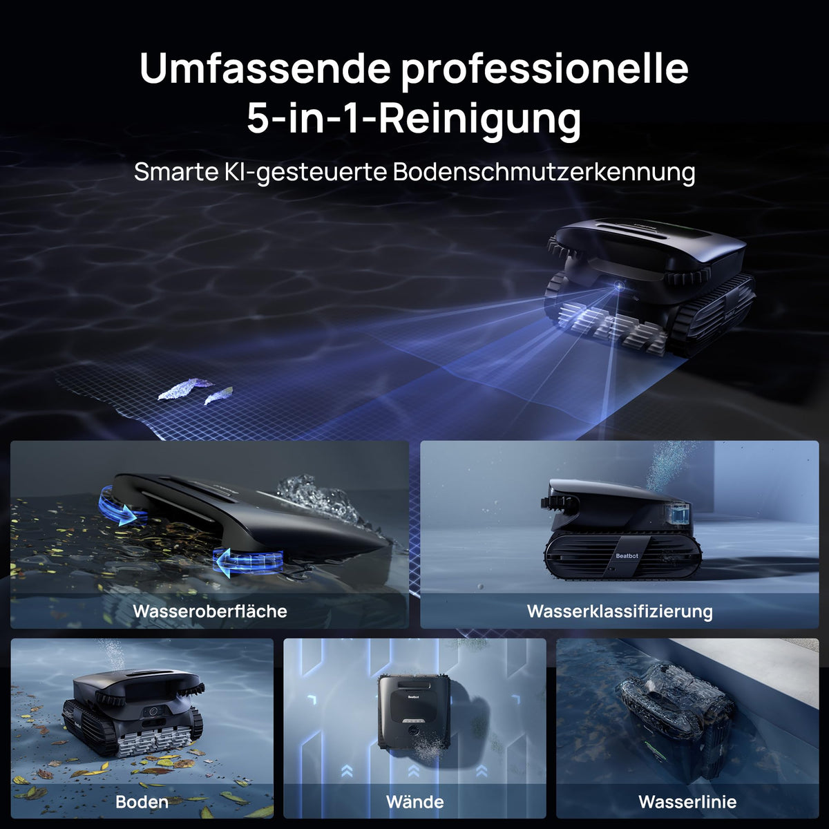 Beatbot Aquasense 2 Ultra Poolroboter, KI Mapping, 5-in-1 Komplettreinigung