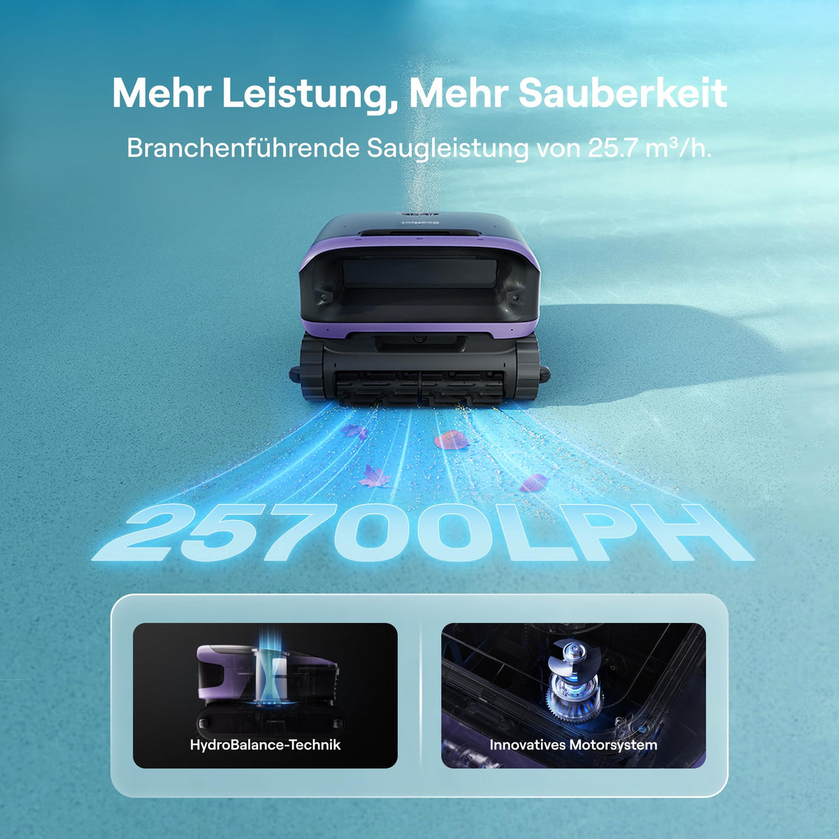 Beatbot Sora 70 Poolroboter, 4-in-1 Poolreinigung, Oberfläche, Helllila