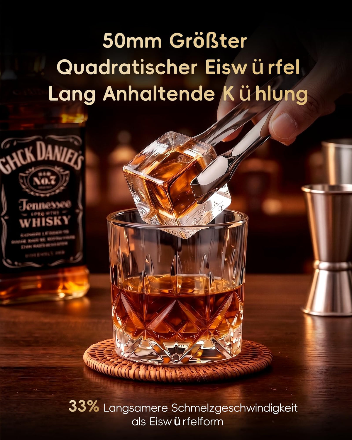 ecozy 50mm Eiswürfelmaschine für Große Klare Würfel, 24h Timerfunktion