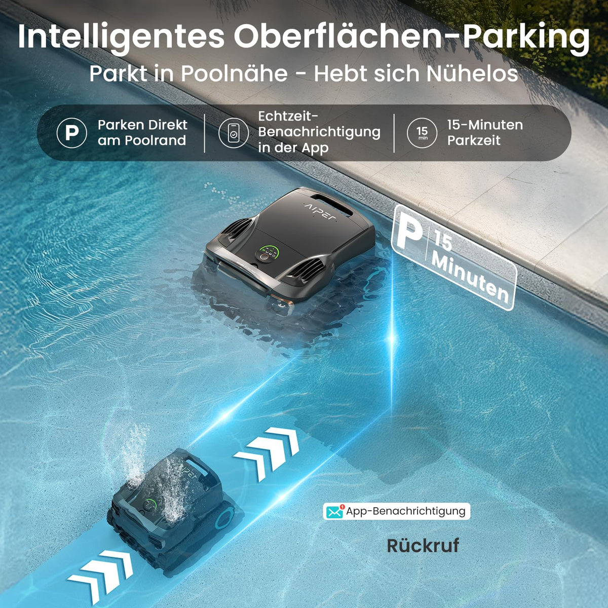 AIPER Scuba X1 Pro Max Poolroboter Boden und Wand, 360° Mapping, Adaptive Routenplanung, Wasserlinie, 32000 LPH Leistung, All-in-One Poolreiniger Akku für alle Eingelassenen Pools bis zu 300 ㎡
