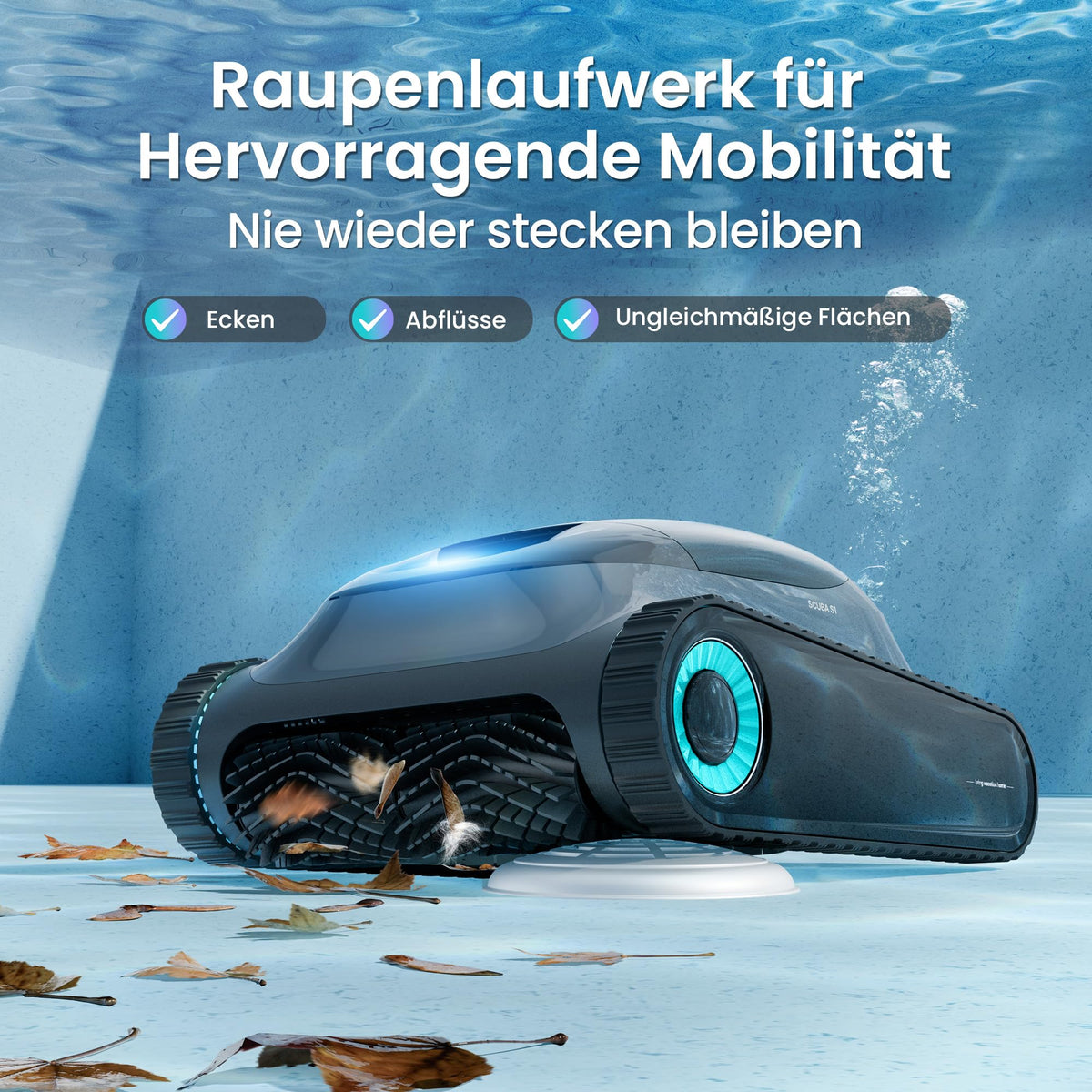 (2026 Upgrade) AIPER Scuba S1 Poolroboter Boden und Wand, Wasserlinienreinigung, Doppelfiltration, 270 Min Laufzeit, Intelligente Navigation, App-Steuerung & OTA-Updates für Einbau- und Aufstellpools