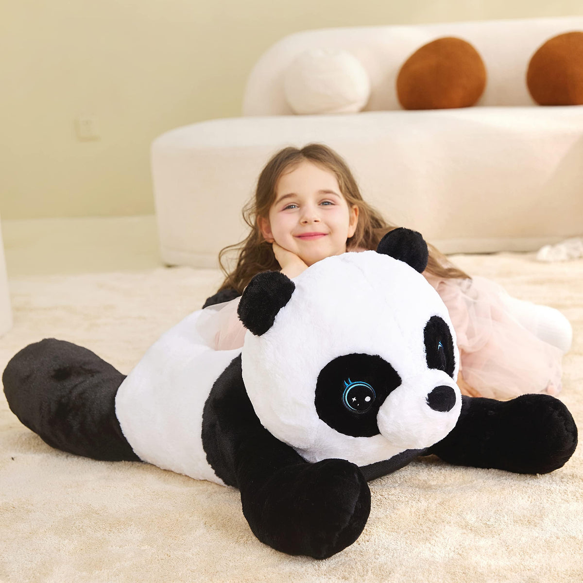 IKASA Groß Panda Kuscheltier Riesen Stofftier,Gross Plüschtier Riesige Plüsch Spielzeug 78cm Flauschige Jumbo Plüschtiere, Weich XXL XL Stofftiere Süße,Geschenk für Kinder (Schwarz, 78cm)