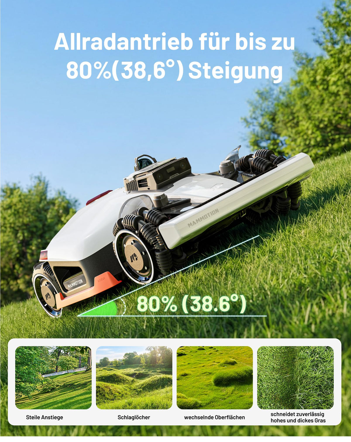 Mammotion LUBA 3 AWD 1500 Mähroboter ohne Begrenzungskabel,Empf.1500m²