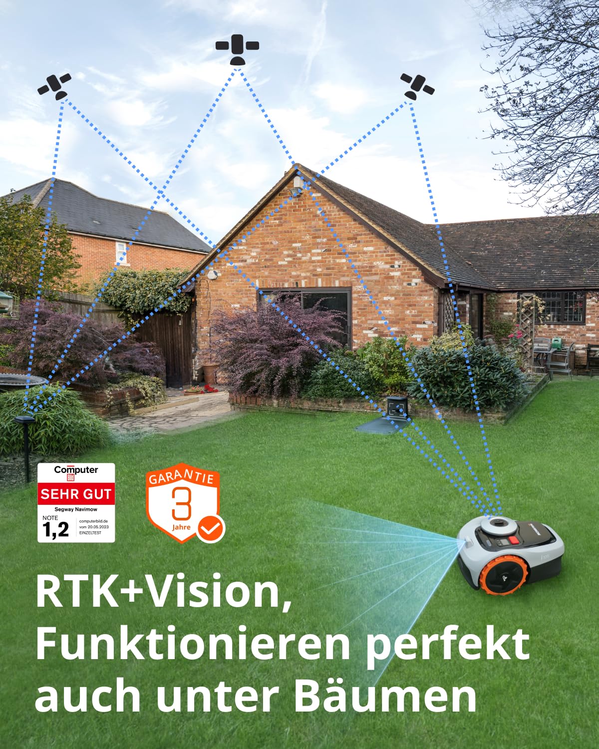 Navimow i105E Mähroboter ohne Begrenzungskabel, Empf. 500 m², RTK+Vision
