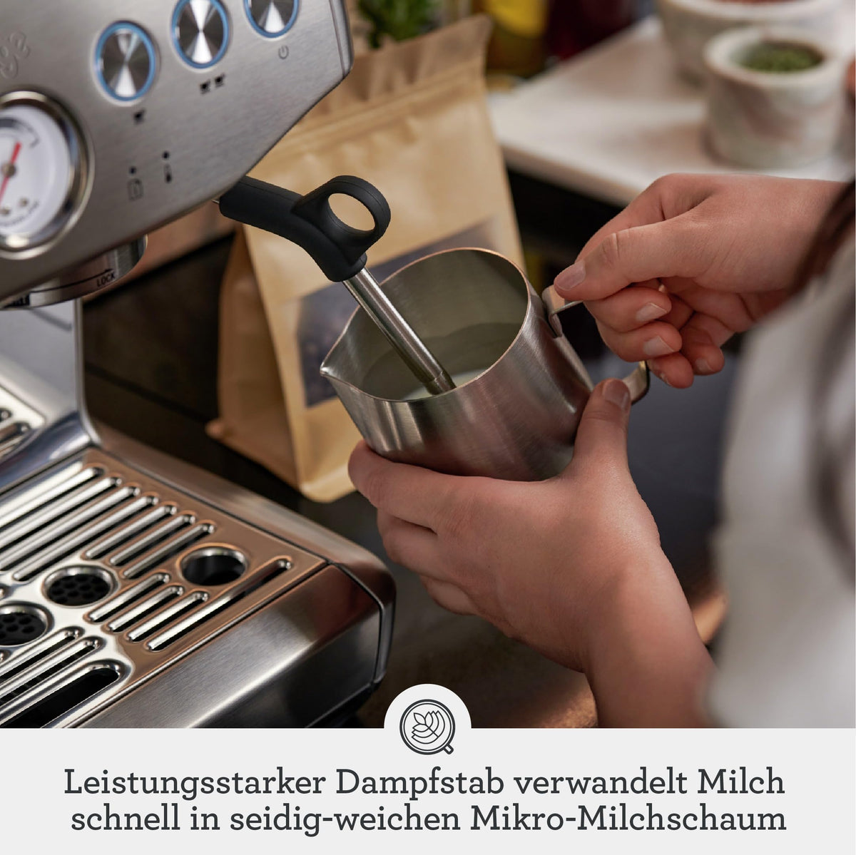Sage The Barista Express Impress, Kaffeemaschine mit manuellem, Meersalz