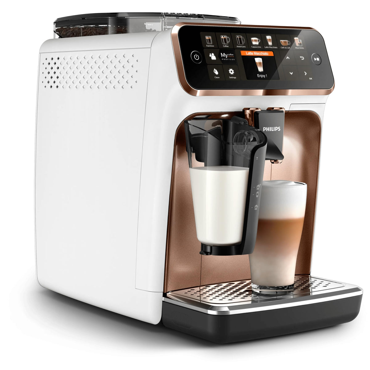 PHILIPS Kaffeevollautomat LatteGo 5400 Serie, Weiß/Rosé, 12 Spezialitäten