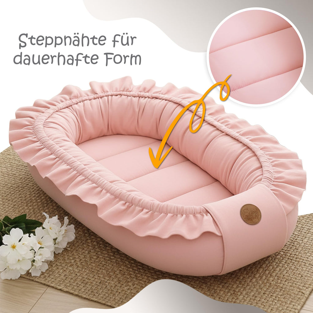 Babynest babynestchen neugeborene 90 x 50 cm baby nestchen tragbar nest für bett kinder kuschelnest coccon für jungen und mädchen schmutziges rosa
