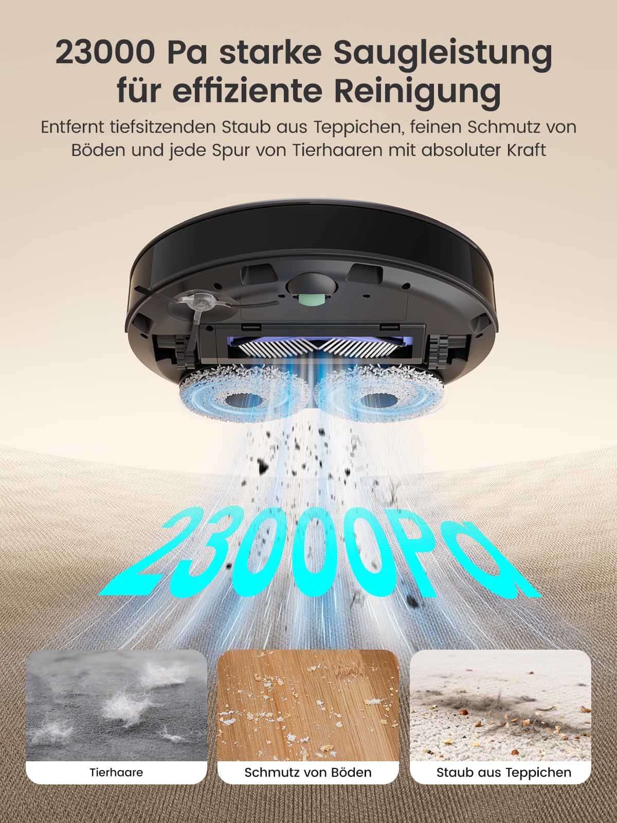 Lefant Saugroboter mit Wischfunktion 23000Pa 75°C Heißwasser-Moppwäsche