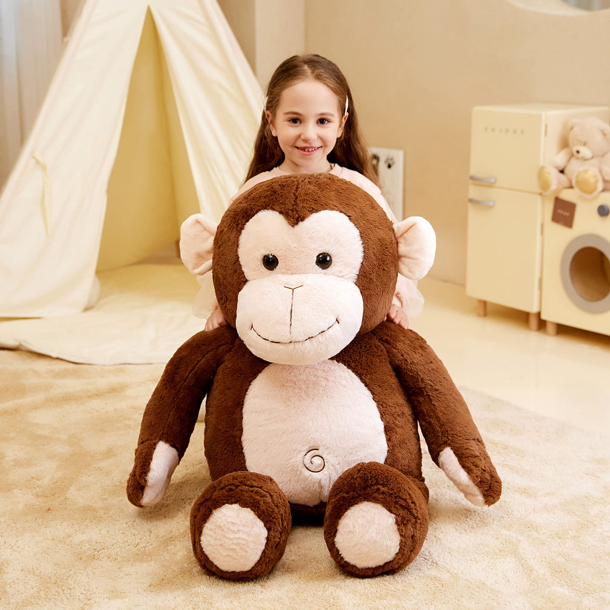 IKASA Groß AFFE Kuscheltier Riesen Stofftier,78cm Gross Plüschtier Riesige Plüsch Spielzeug Jumbo Plüschtiere,Geschenk für Kinder