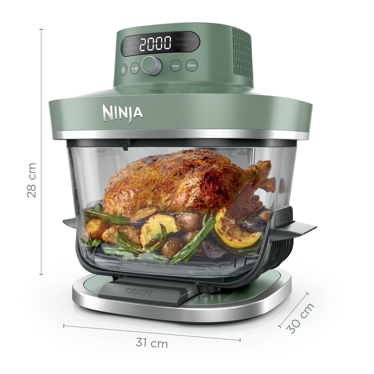 Ninja CRISPi PRO XL Glas-Heißluftfritteuse Air-Fryer, Moosgrün, AS090EUGN