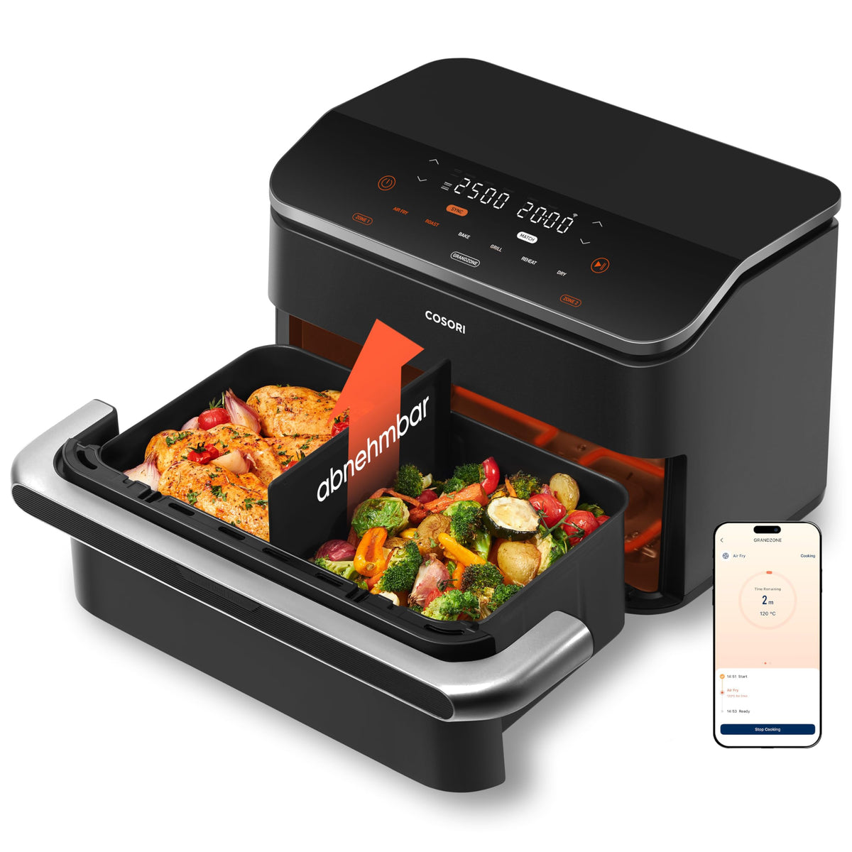 Cosori Airfryer, Dual Blaze Twinfry, Flexiblen Kammern, 10L