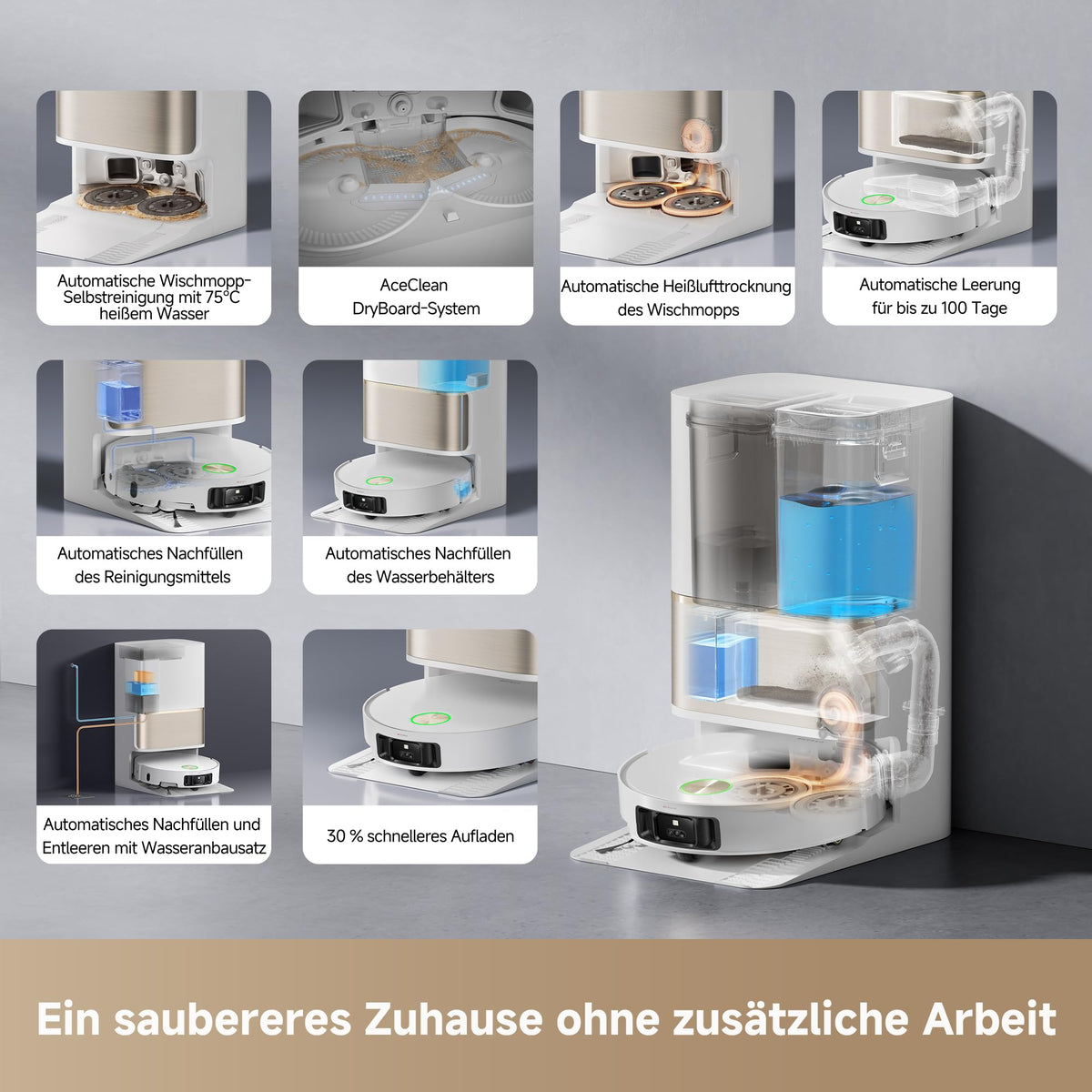 dreame L50 Pro Ultra Saugroboter mit 8,95 cm Höhe, DuoBrush, 19.500 Pa