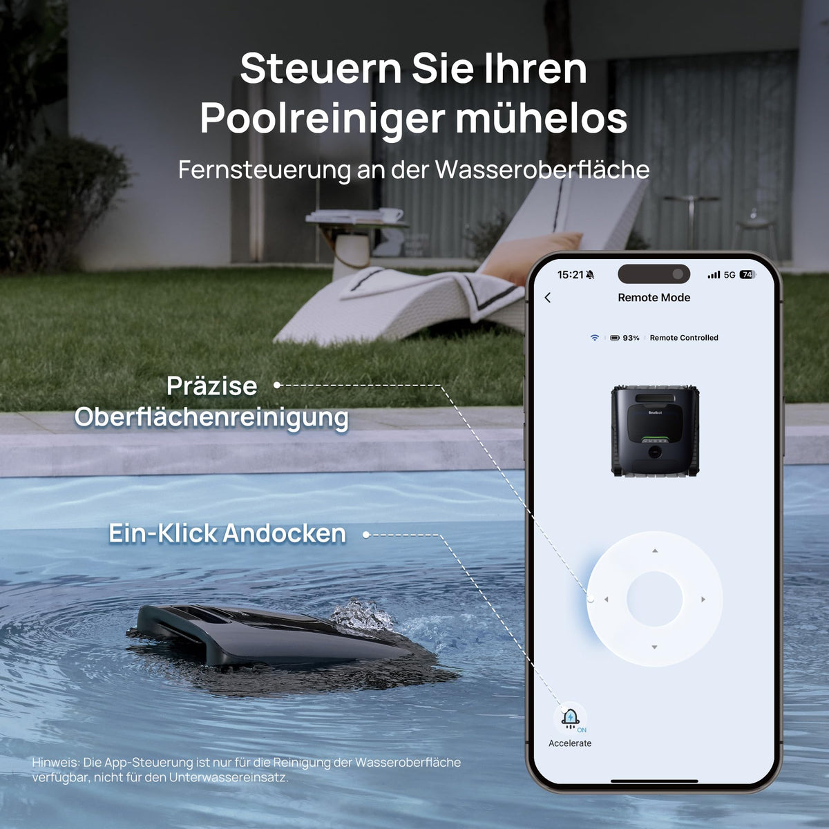 Beatbot Aquasense 2 Ultra Poolroboter, KI Mapping, 5-in-1 Reinigung, Blau