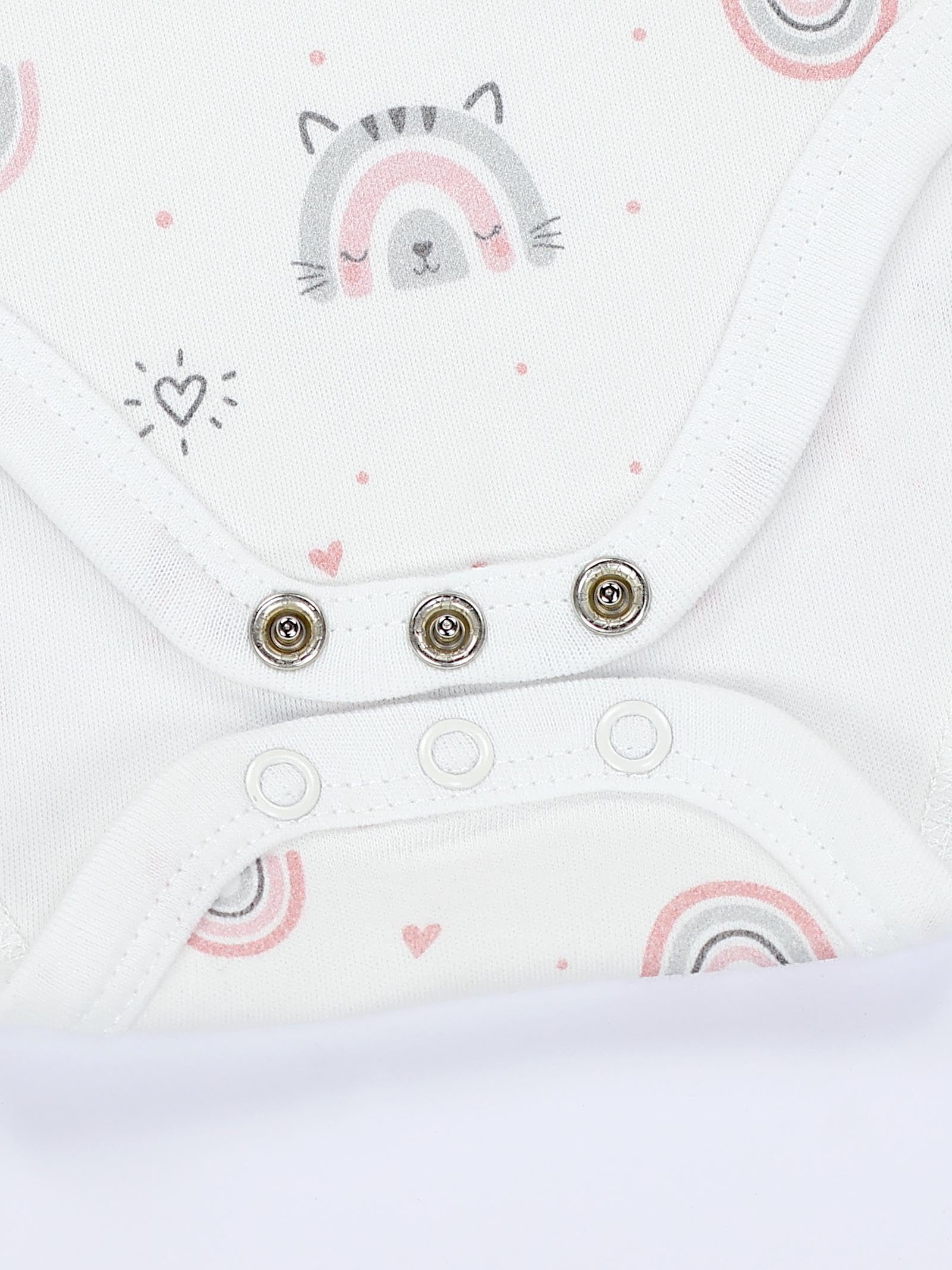 TupTam Baby Body Kurzarm im 5er Pack – Bedruckter Body Baby aus Baumwolle für Jungen und Mädchen, Farbe: Streifen_Regenbogen_Little Miracle_Blue, Größe: 80