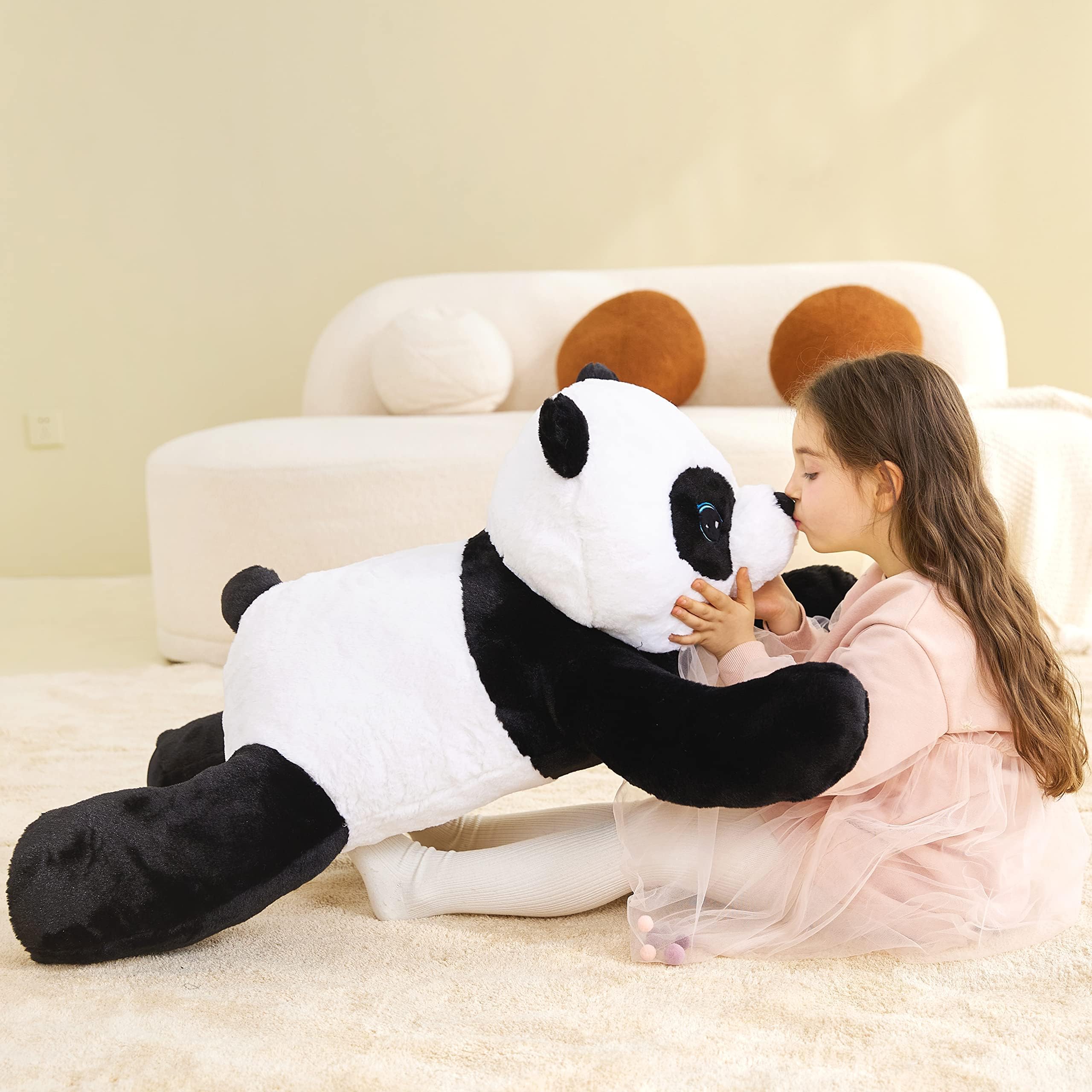 IKASA Groß Panda Kuscheltier Riesen Stofftier,Gross Plüschtier Riesige Plüsch Spielzeug 78cm Flauschige Jumbo Plüschtiere, Weich XXL XL Stofftiere Süße,Geschenk für Kinder (Schwarz, 78cm)
