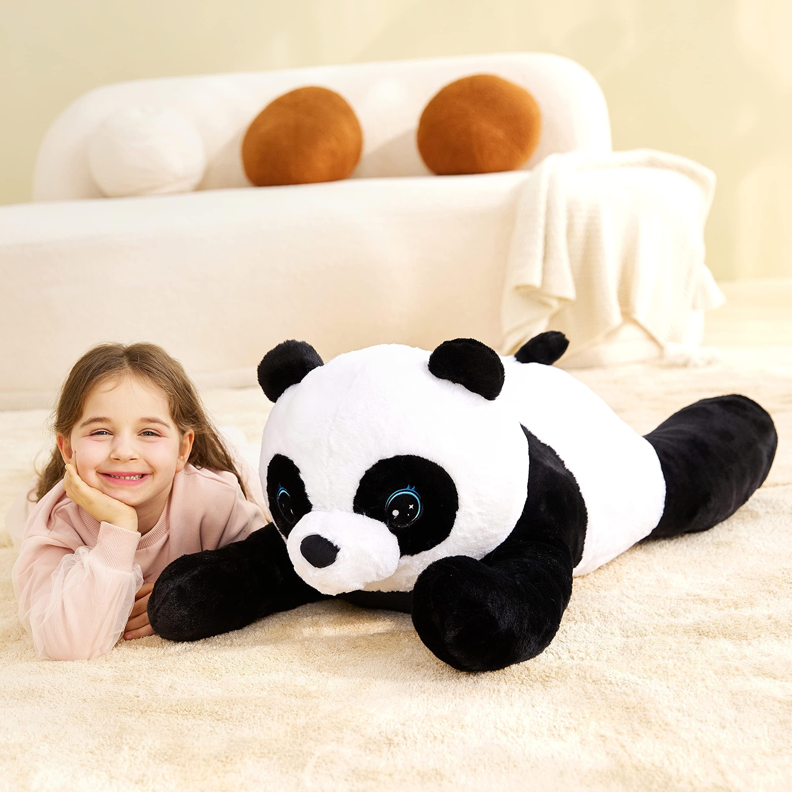 IKASA Groß Panda Kuscheltier Riesen Stofftier,Gross Plüschtier Riesige Plüsch Spielzeug 78cm Flauschige Jumbo Plüschtiere, Weich XXL XL Stofftiere Süße,Geschenk für Kinder (Schwarz, 78cm)