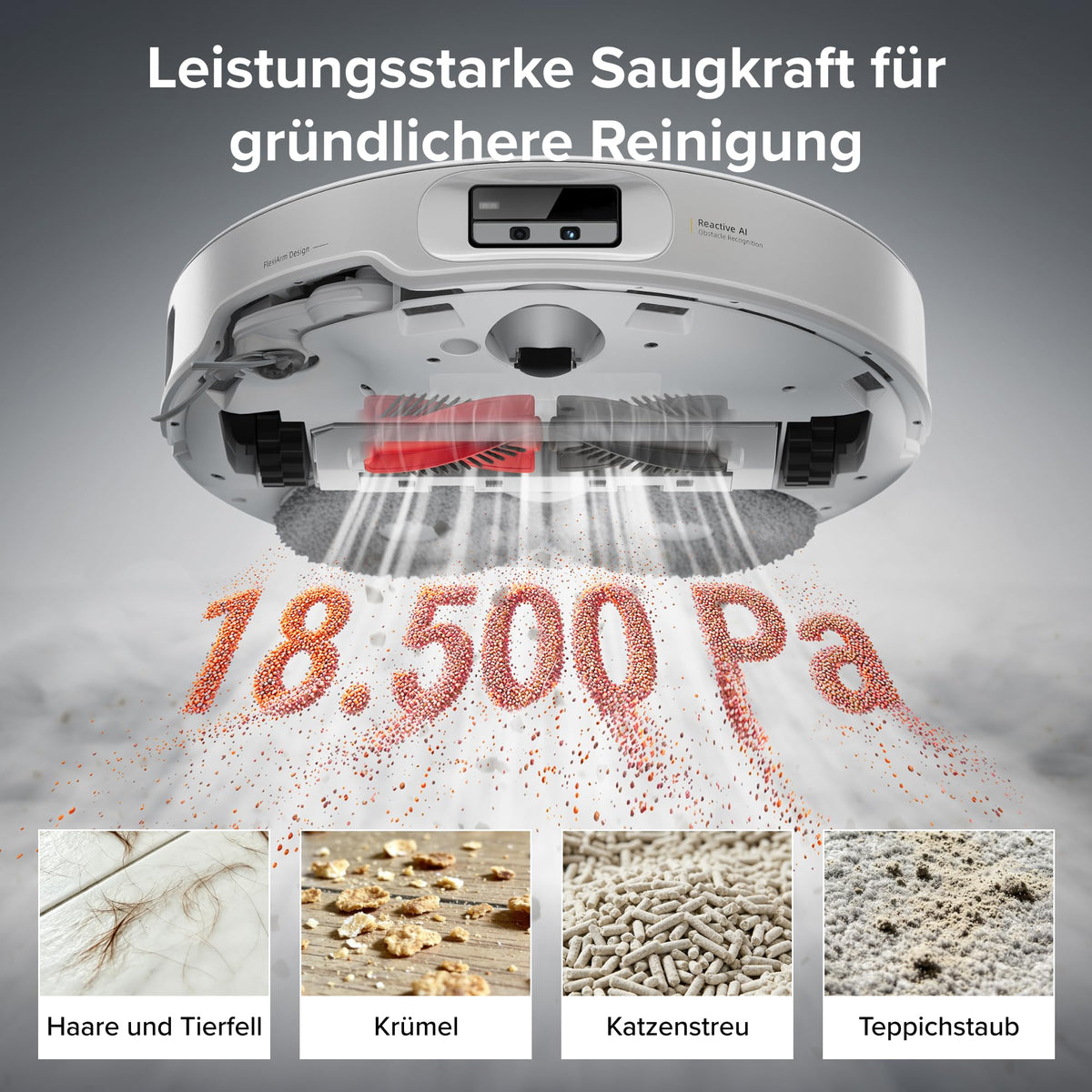 roborock Qrevo EdgeT Saugroboter mit Wischfunktion, 18.500 Pa Saugkraft