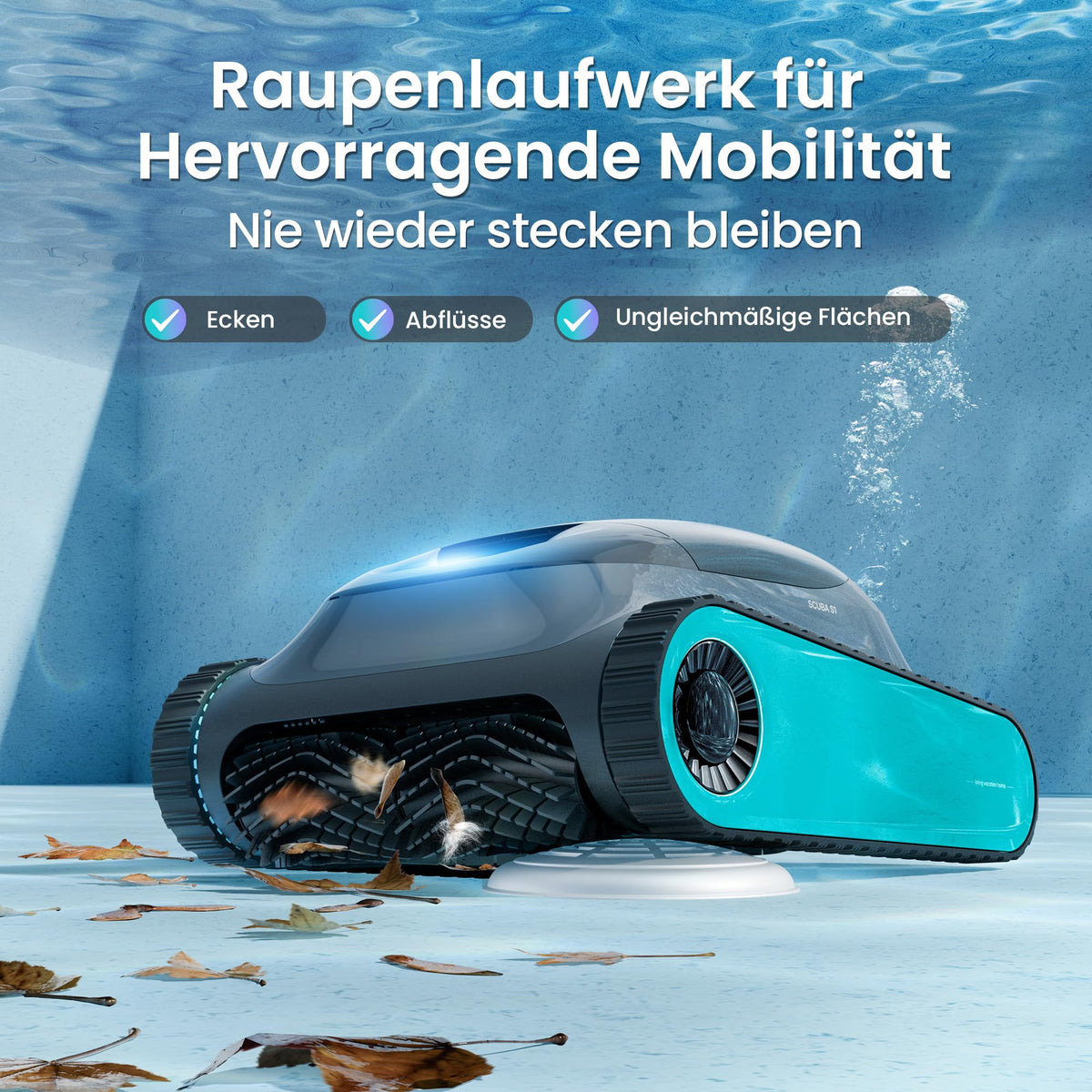 (2026 Upgrade) AIPER Scuba S1 Poolroboter Boden und Wand, Wasserlinienreinigung, Doppelfiltration, 270 Min Laufzeit, Intelligente Navigation, App-Steuerung & OTA-Updates für Einbau- und Aufstellpools